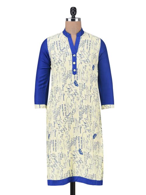 off-white rayon printed kurta - 1291894 - Very Small Image - 1