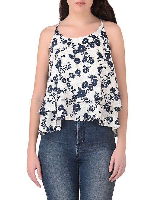 white floral printed crepe top - 12919739 - Very Small Image - 1