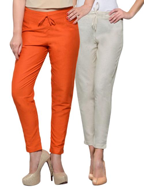 multicolored khadi cotton tapered pants combo - 12922876 - Very Small Image - 1