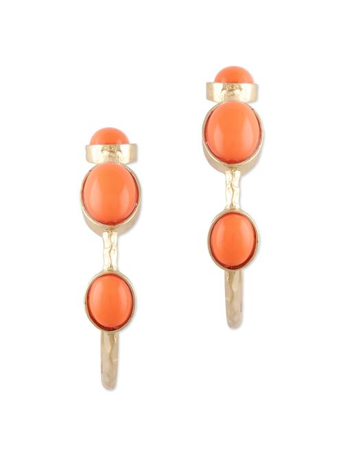 orange and gold stone studded earrings - 1292465 - Very Small Image - 1