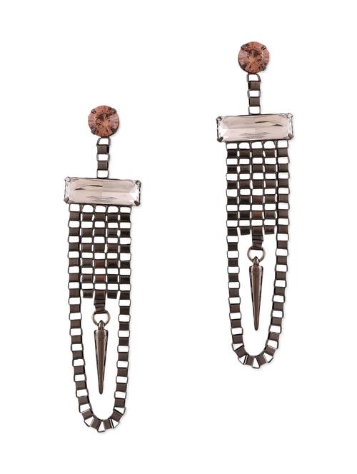 pink stone studded dangling earrings - 1292480 - Very Small Image - 1