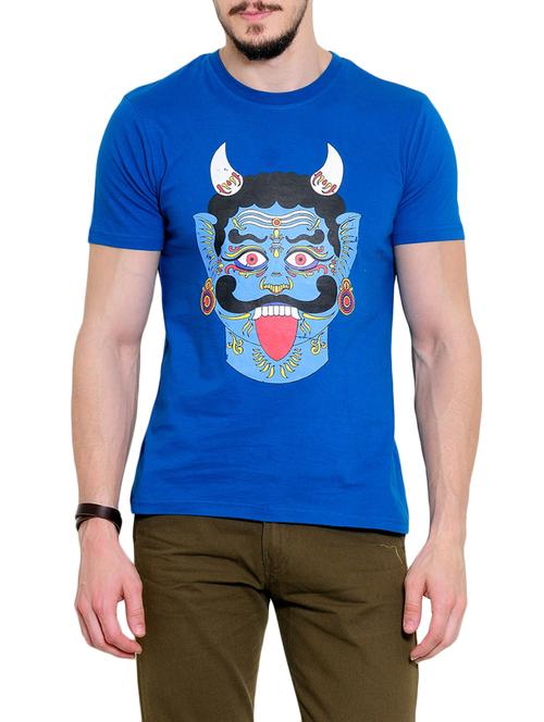 blue cotton printed t-shirt - 12926975 - Very Small Image - 1