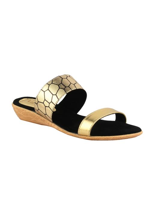 gold leatherette slip on sandals - 12927142 - Very Small Image - 1