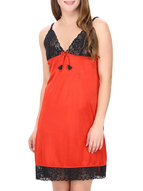 red satin babydoll - 12929130 - Very Small Image - 1