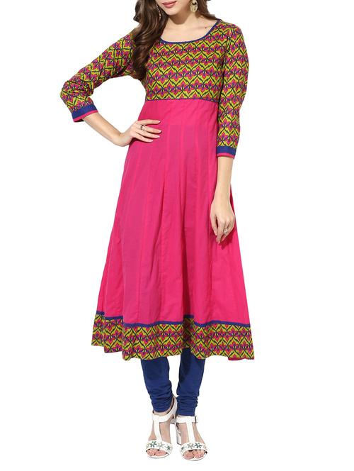 pink crepe anarkali kurta - 12929272 - Very Small Image - 1