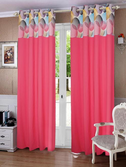 lushomes circles printed bloomberry cotton curtains with 8 eyelets & printed tiebacks for door (single pc) - 12929583 - Very Small Image - 1