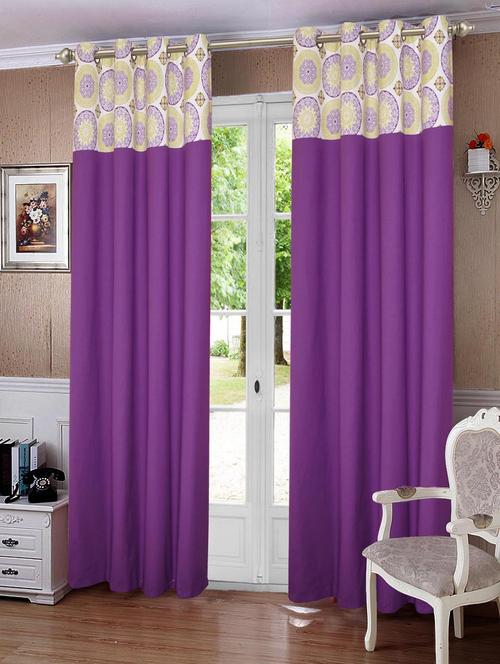 lushomes bold printed bloomberry cotton curtains with 8 eyelets & printed tiebacks for door (single pc) - 12929589 - Very Small Image - 1