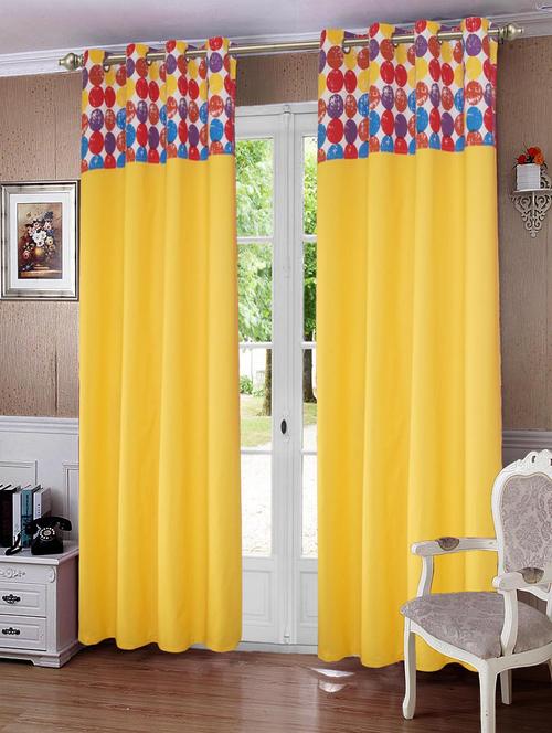 lushomes titac printed bloomberry cotton curtains with 8 eyelets & printed tiebacks for door (single pc) - 12929591 - Very Small Image - 1