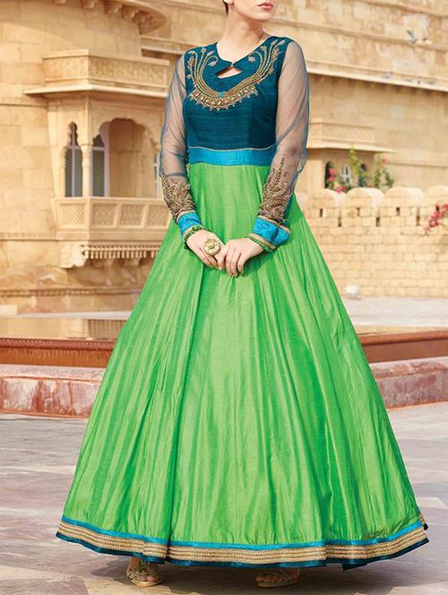 green silk blend gown dress - 12930165 - Very Small Image - 1