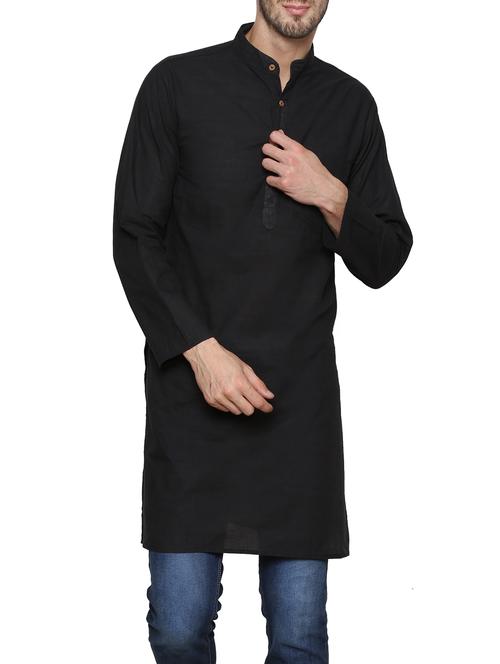 black cotton kurta - 12931512 - Very Small Image - 1