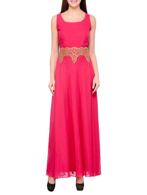 pink georgette gown - 12933524 - Very Small Image - 1