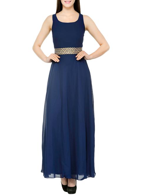 blue georgette stitched gown - 12933526 - Very Small Image - 1