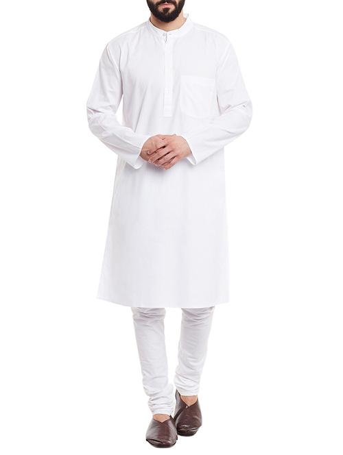 solid white cotton kurta - 12933979 - Very Small Image - 1