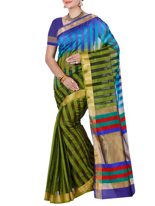 green raw silk woven saree - 12934093 - Very Small Image - 1
