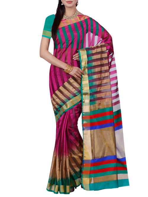 pink raw silk woven saree - 12934096 - Very Small Image - 1
