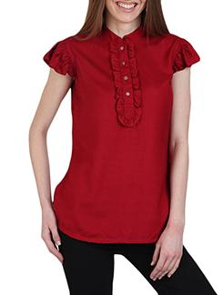 red rayon regular top - 12934107 - Very Small Image - 1