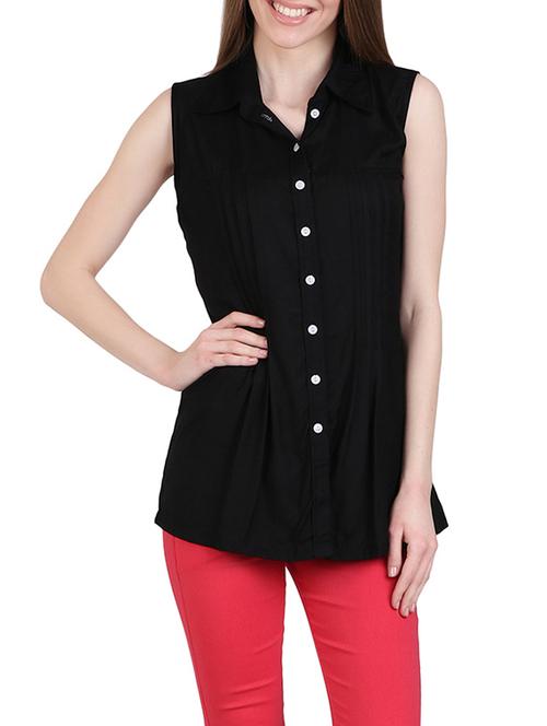 black viscose regular shirt - 12934111 - Very Small Image - 1