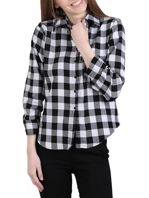 black checkered cotton regular shirt - 12934126 - Very Small Image - 1