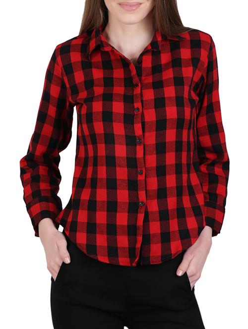 red checkered cotton regular shirt - 12934130 - Very Small Image - 1