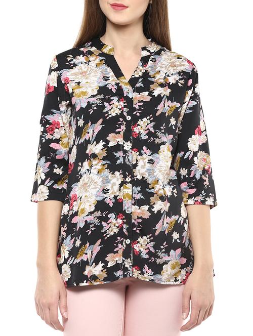 mandarin neck floral shirt - 12934301 - Very Small Image - 1