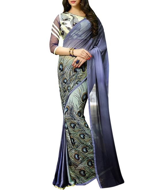 multi colored georgette printed saree - 12934783 - Very Small Image - 1