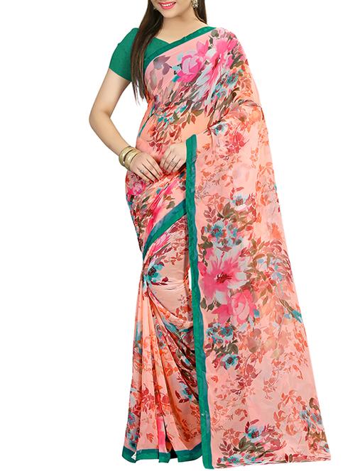 multi colored georgette printed saree - 12934802 - Very Small Image - 1