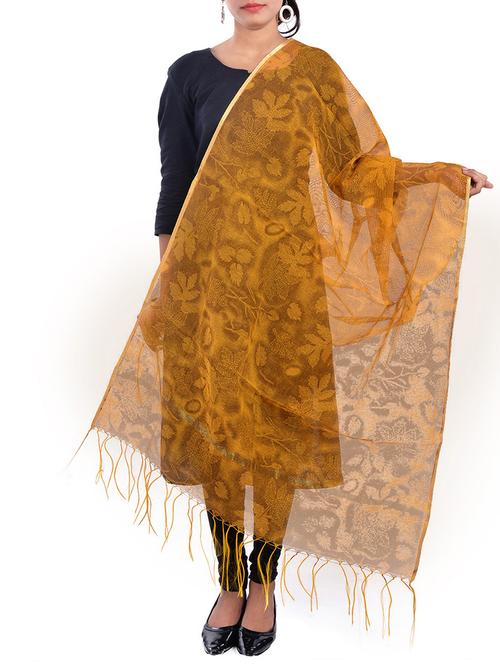 yellow net dupatta - 12936078 - Very Small Image - 1