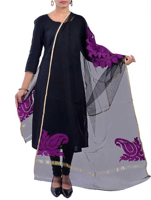 black net dupatta - 12936103 - Very Small Image - 1