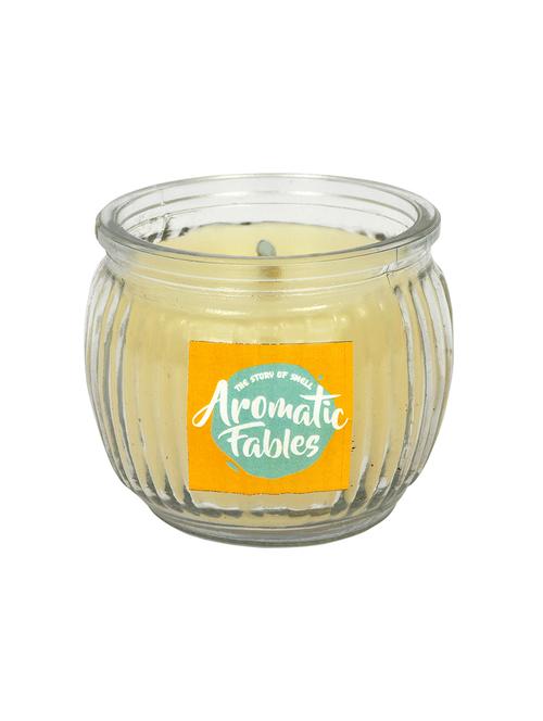 first row aromatic fables 7oz vanilla fragrance soy wax scented decorative gifting white color round glass candle - 12937134 - Very Small Image - 1