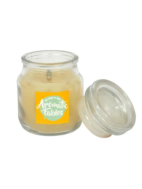 first row aromatic fables 7oz vanilla fragrance soy wax scented decorative gifting white color small jar glass candle - 12937144 - Very Small Image - 1