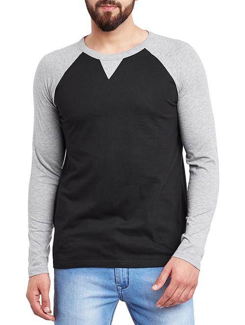 black cotton blend raglan t-shirt - 12937538 - Very Small Image - 1
