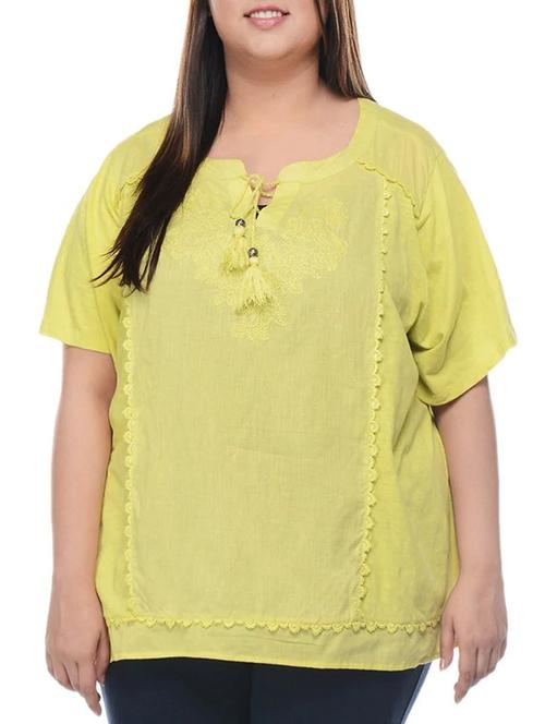 yellow cotton plus top - 12937580 - Very Small Image - 1