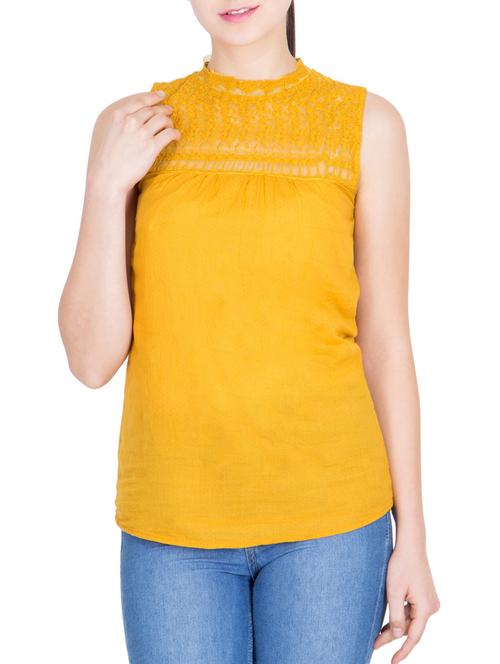 yellow cotton regular top - 12938027 - Very Small Image - 1