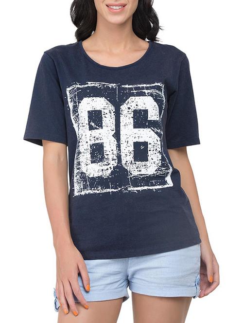 navy blue cotton regular tee - 12938285 - Very Small Image - 1