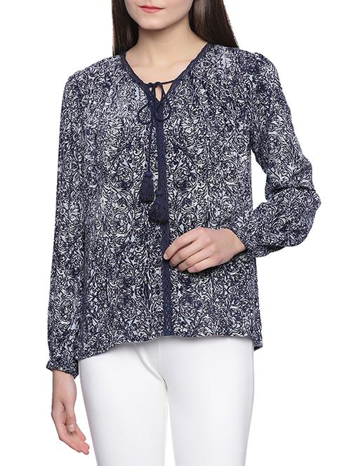 navy blue cotton regular top - 12938321 - Very Small Image - 1