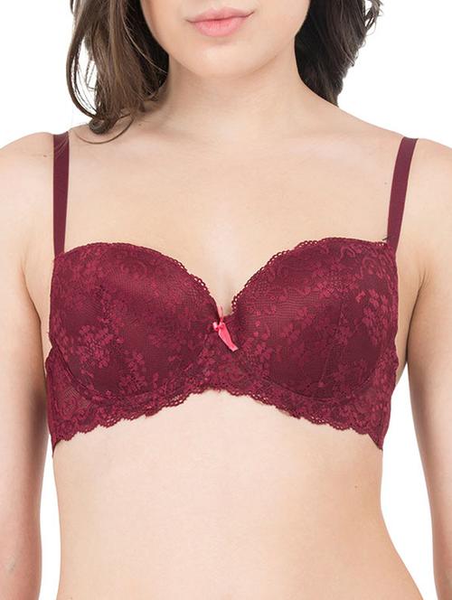 maroon nylon regular bra - 12938440 - Very Small Image - 1