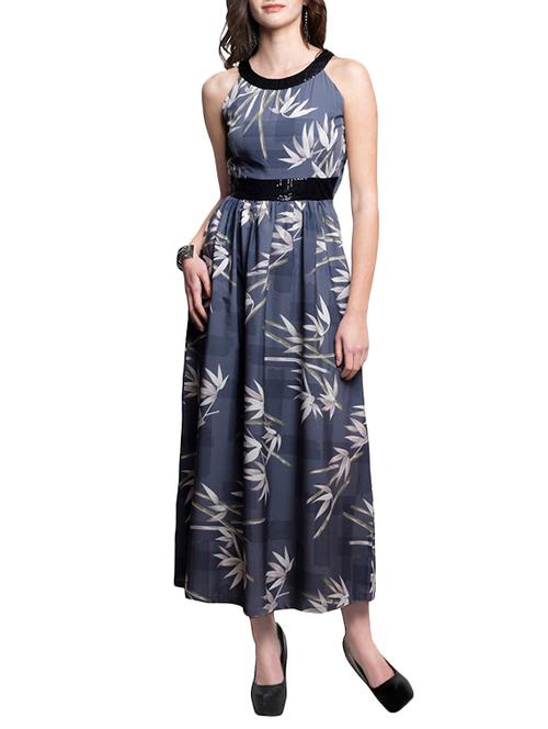 leaf print sequin belt dress - 12938872 - Very Small Image - 1