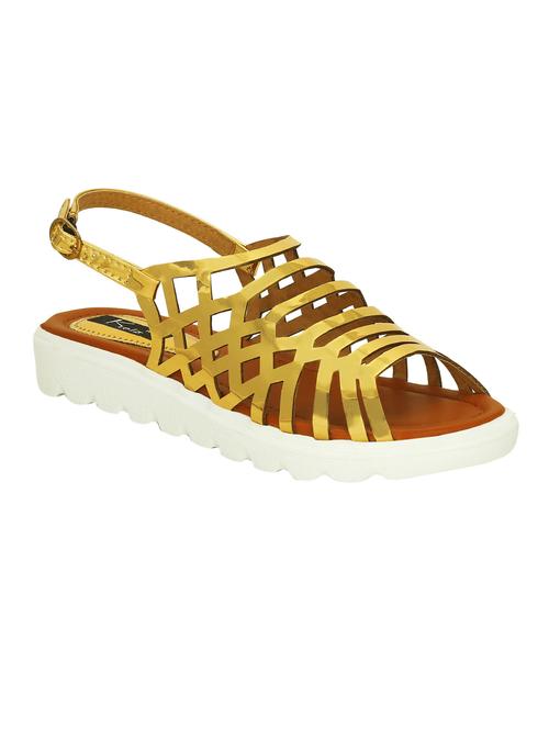gold synthetic back strap sandals - 12941877 - Very Small Image - 1