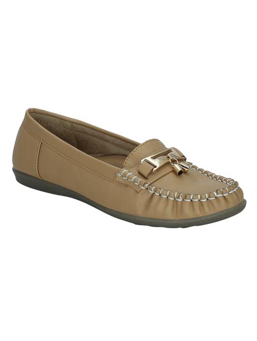 beige faux leather slip on loafers - 12941912 - Very Small Image - 1