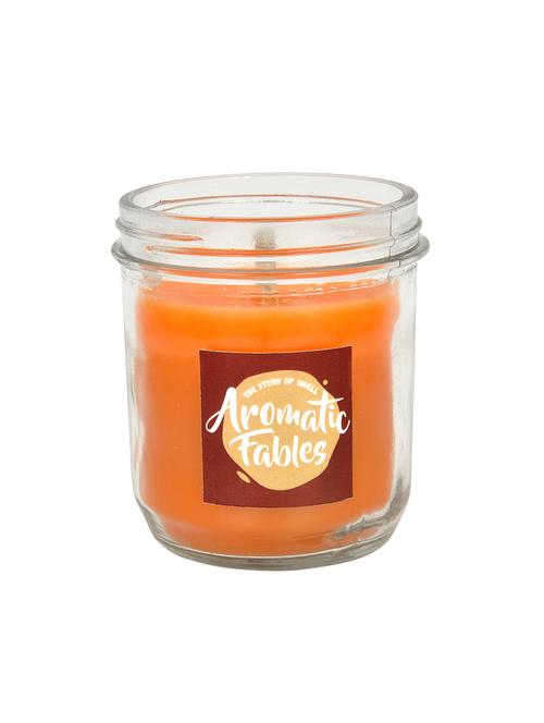 first row aromatic fables 14oz classic fragrance soy wax decorative gifting orange color big glass jar candle - 12942744 - Very Small Image - 1