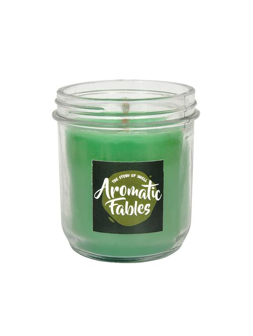 first row aromatic fables 14oz jasmine fragrance soy wax decorative gifting green color big glass jar candle - 12942845 - Very Small Image - 1