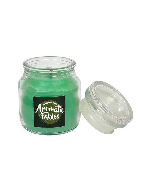 first row aromatic fables 7oz jasmine fragrance soy wax decorative gifting green color small jar glass candle - 12942928 - Very Small Image - 1