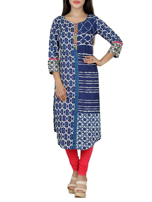 blue cotton long kurta - 12942965 - Very Small Image - 1