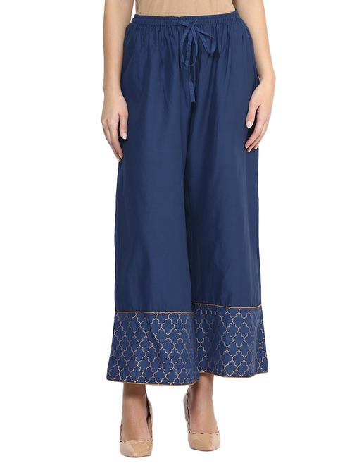 blue cotton palazzos - 12944561 - Very Small Image - 1