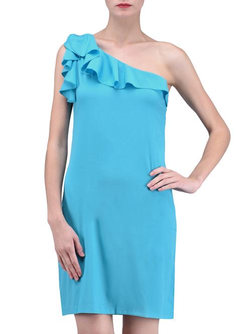 blue plain poly crepe dress - 1294657 - Very Small Image - 1