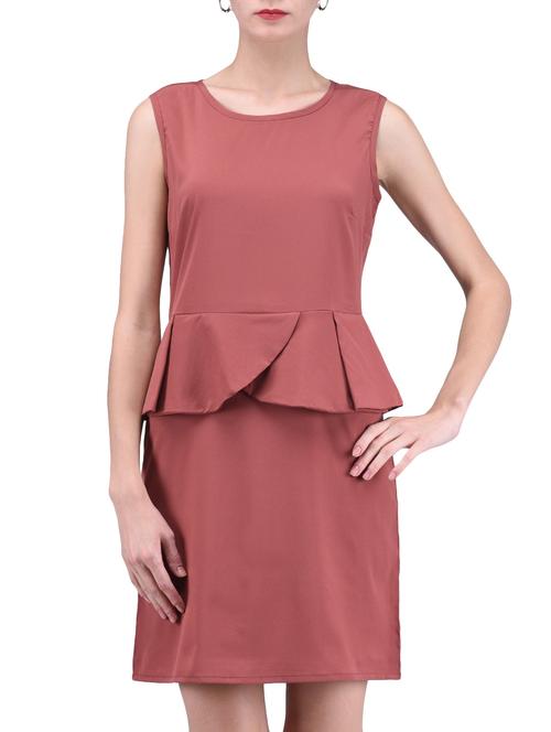 red plain poly crepe dress - 1294689 - Very Small Image - 1