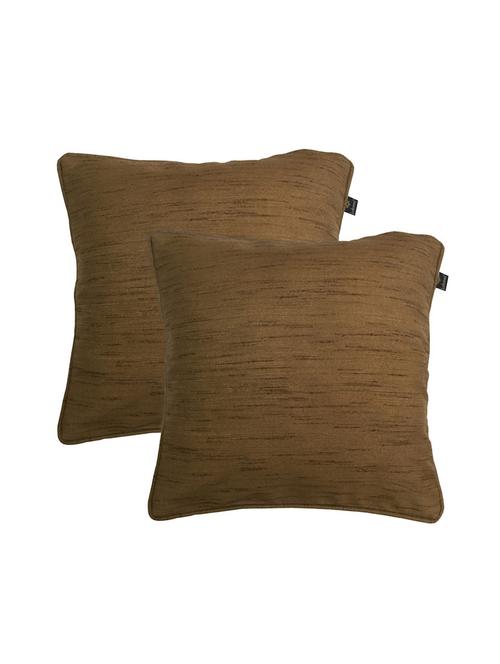 lushomes matka silk pack of 2 brown cushion covers (16"x16") - 12947173 - Very Small Image - 1