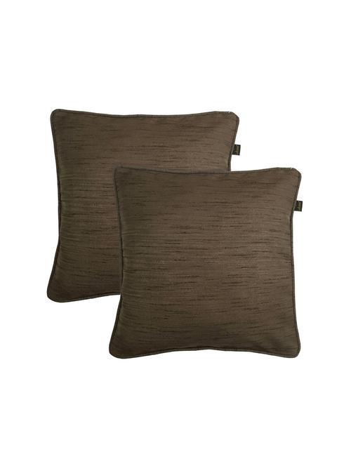 lushomes matka silk pack of 2 brown cushion covers (16"x16") - 12947175 - Very Small Image - 1