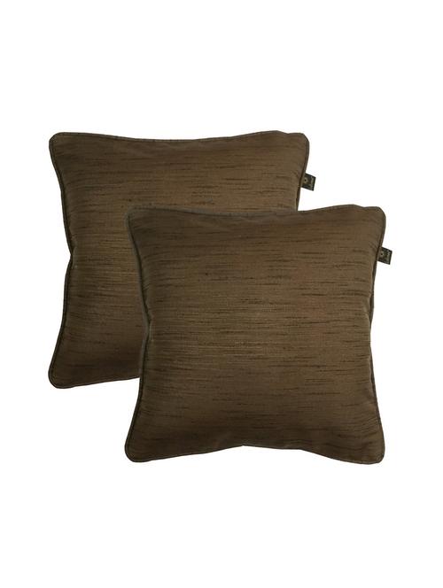 lushomes matka silk pack of 2 brown cushion covers (16"x16") - 12947176 - Very Small Image - 1