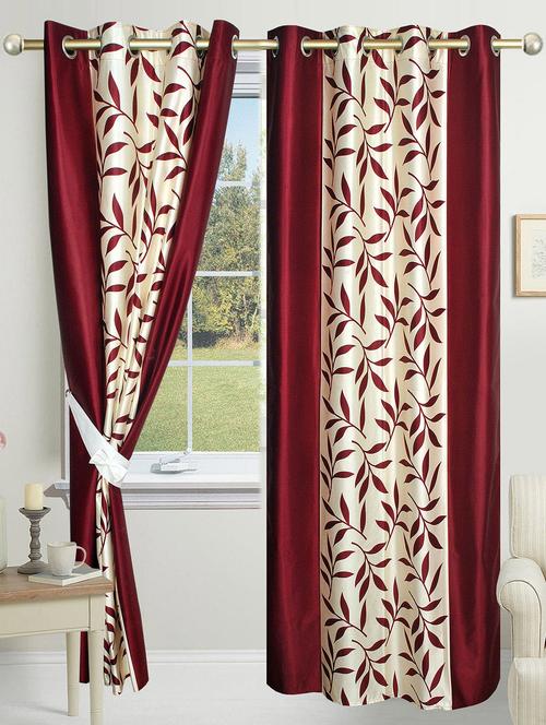 red polyester printed eyelet door curtain - 1294763 - Very Small Image - 1